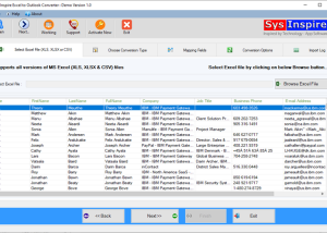 software - SysInspire Excel to Outlook Converter 1.0 screenshot