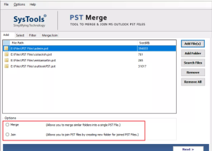 software - SysTools PST Merge 6.3 screenshot