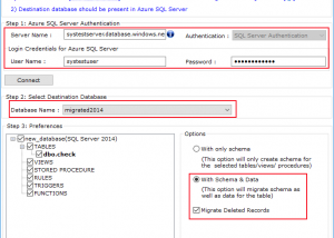 SysTools SQL to Azure Migration software screenshot