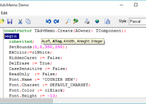 TAdvMemo, TDBAdvMemo, TAdvCodeList screenshot