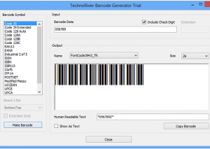 TechnoRiver Barcode Font screenshot