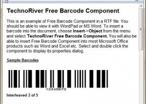 software - TechnoRiver Free Barcode Software Component 2.1 screenshot