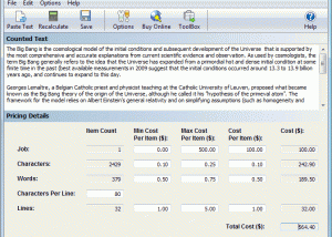 software - TexTally Word Line and Character Counter 1.10 screenshot