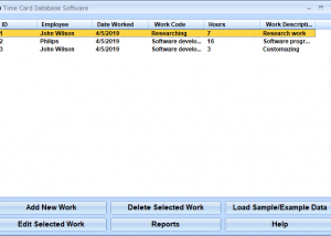 Time Card Database Software screenshot