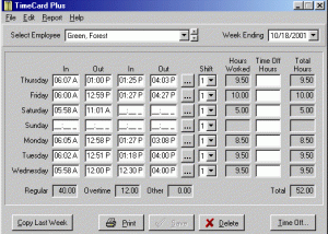 software - TimeCard Plus 3.7.1 screenshot