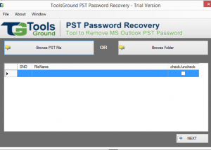 software - ToolsGround PST Password Recovery 1.0 screenshot
