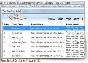 Tour and Training Software screenshot