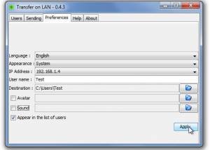software - Transfer on LAN 0.5.1 screenshot