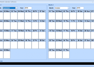 Two Month Calendar Software screenshot