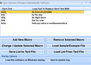 Type Common Phrases Automatically Software screenshot