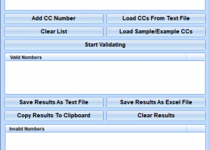 Validate Multiple Credit Card Numbers Software screenshot