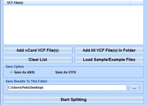 vCard VCF Splitter Software screenshot