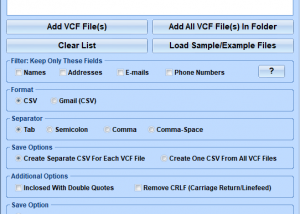 software - vCard VCF To CSV Converter Software 7.0 screenshot