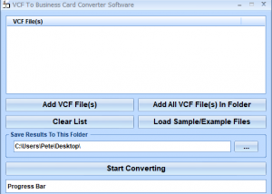 software - VCF To Business Card Converter Software 7.0 screenshot