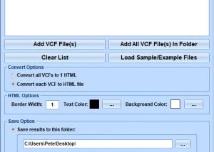 VCF To HTML Converter Software screenshot