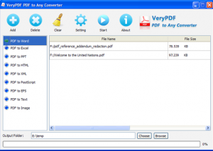 software - VeryPDF PDF to Any Converter 2.0 screenshot