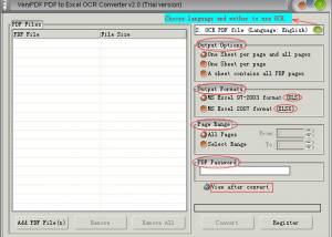 software - VeryPDF PDF to Excel OCR Converter 2.1 screenshot