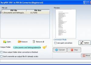 VeryPDF PDF to PDF/A Converter screenshot