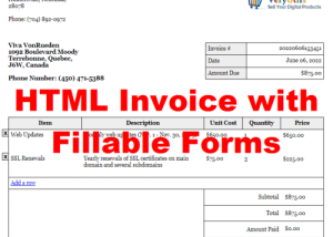 software - VeryUtils HTML Invoice with Fillable Forms 2.7 screenshot