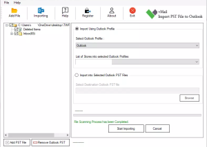 software - vMail Import PST File to Outlook 1.0 screenshot