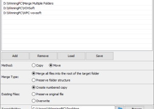 Full Vovsoft - Merge Multiple Folders screenshot