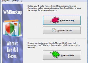 WMBackup - Windows Live Mail Backup Software screenshot