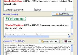 software - Wonderwebware RTF to HTML Converter 1.0 screenshot