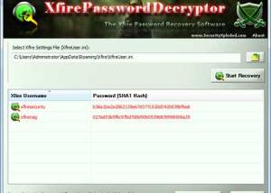 Xfire Password Decryptor screenshot