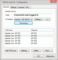 software - xtelsio TAPI for Asterisk 1.1.057 screenshot