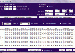 software - Your Planetary Transits 10.0 screenshot