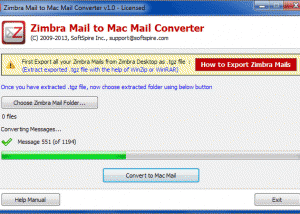software - Zimbra Mail to Mac Mail Converter 1.1 screenshot