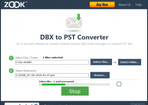 software - ZOOK DBX to PST Converter 3.0 screenshot