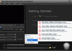 software - Zune Video Converter Factory Pro 2.0 screenshot